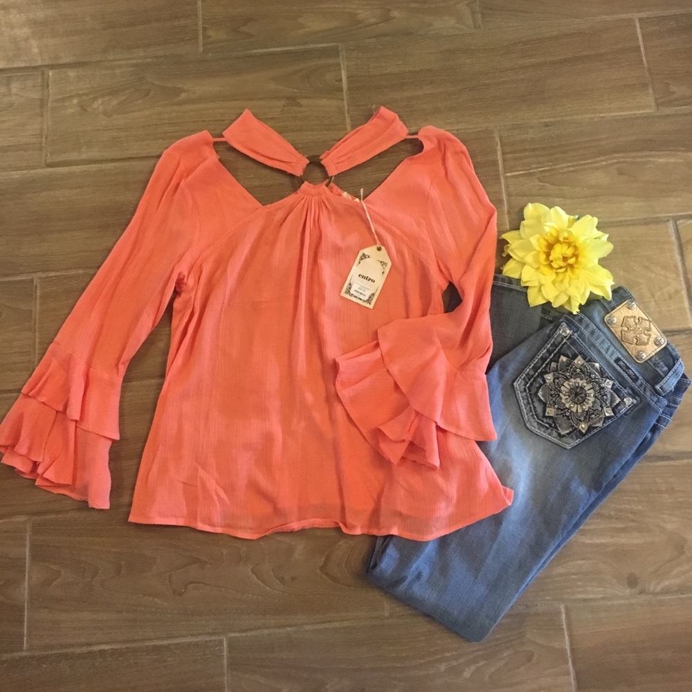 NWT! Ruffle Sleeve Top